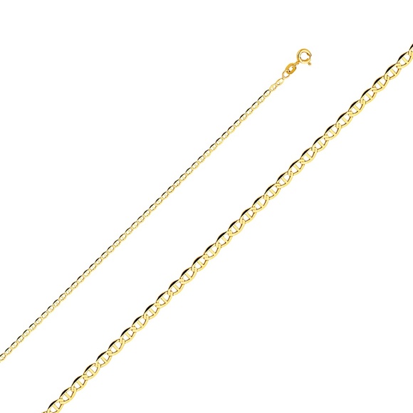 14K Yellow 2mm Flat Mariner Chain - 20